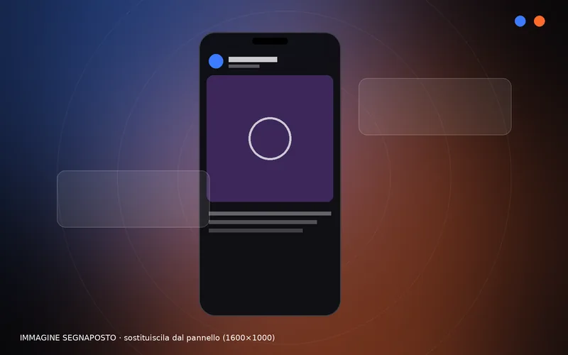 Smartphone con un post, su sfondo scuro